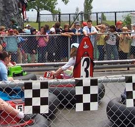People having fun riding bumper cars