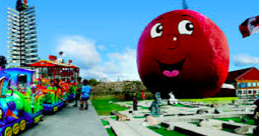 Giant apple with a smiley face