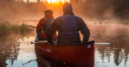 Two men in a canoe