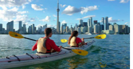 Two people in a canoe