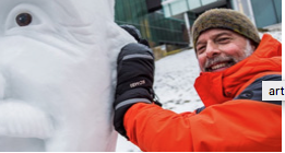 Man making an ice sculpture