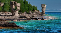 Rocks and clear blue water