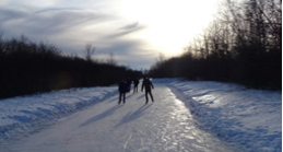 Two people outdoor skating