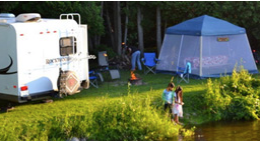 Camping area and children playing