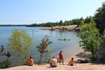 Family camping at Killbear Provincial Park in Ontario