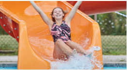 Girl going down a waterslide