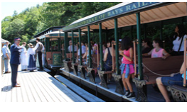 People boarding a train