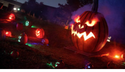 Jack-o-lanterns at night