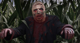 A picture of a zombie in a field 