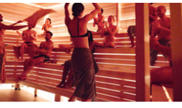 A group of people in a sauna