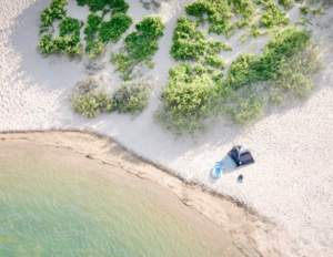 beach with a tent on it