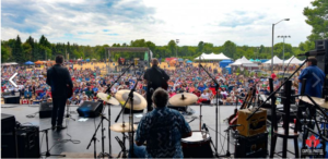 A band playing on a stage