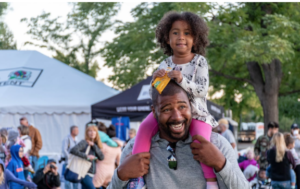 child on top of mans shoulders 