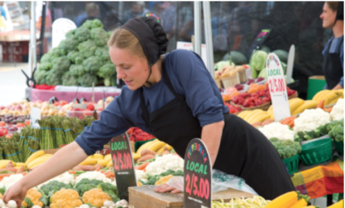 women at a farmers market