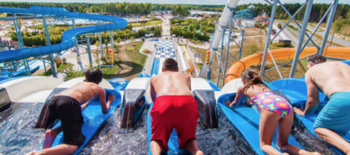 Kids going down a waterslide