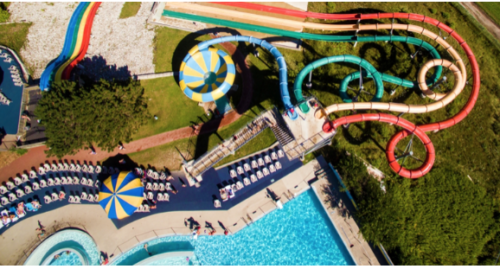 Arial view of a waterpark