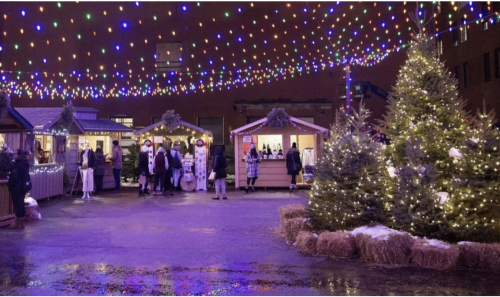 People outside at a Christmas market