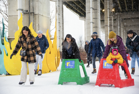 People skating outside