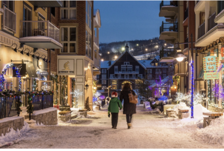 A snowey village during christmas