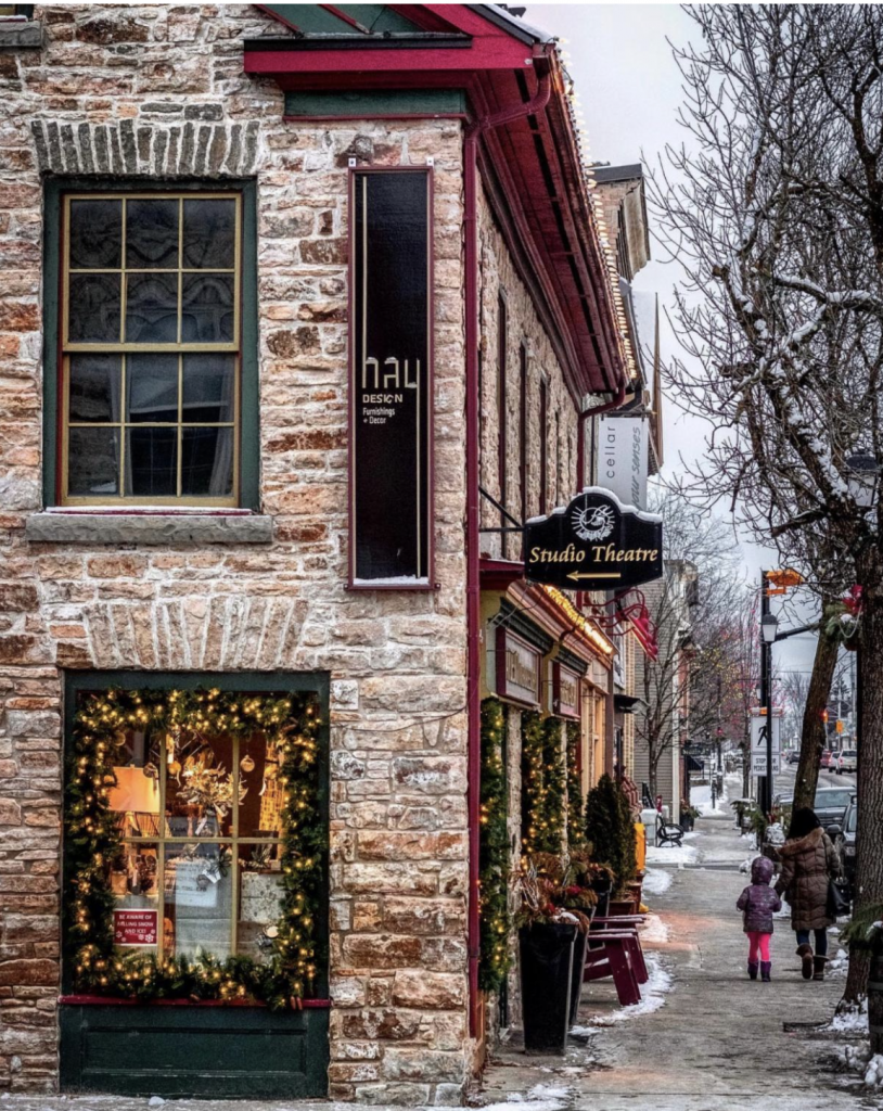 A building and street during winter