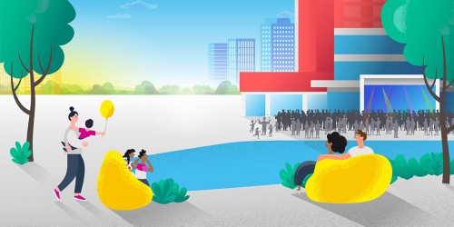 Kids in the square -  Micro Bubble Foam Party