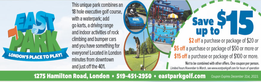 East Park Coupon - Choose one of these great offers!