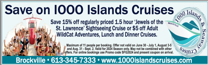 1000 Islands & Seaway Cruises Coupon - 15% 0ff