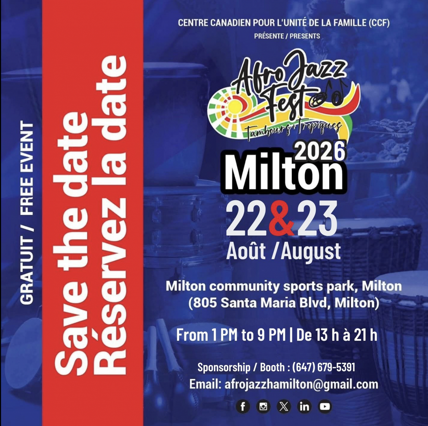 Milton  AfroJazz Fest - Au. 22-23, 2026