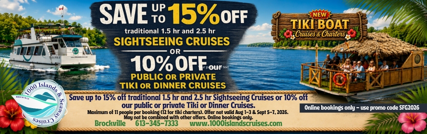 1000 Islands & Seaway Cruises Coupon - 15% 0ff