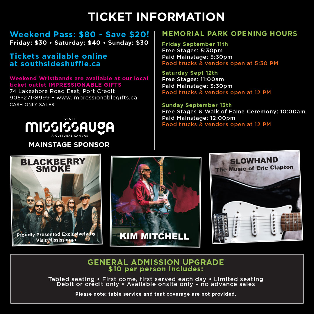 Tim Hortons Southside Shuffle Blues & Jazz Fest, Sept. 11- 13, 2026